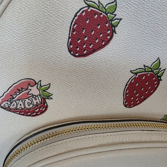 NWT Coach Court Backpack In Signature Canvas Strawberry Print - Picture 2 of 16